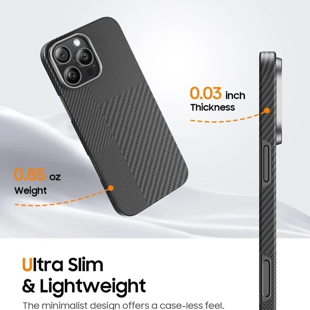 iPhone 16 Pro Case MagSafe Aramid Fiber Ultra Thin 3-in-1 Cover Carbon Texture